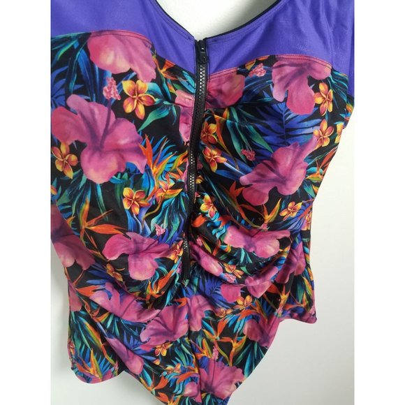 Aquamore Women's Sz. 24 W Chlorine Resistant Zip Paradise Swimsuit NWT - Picture 3 of 7